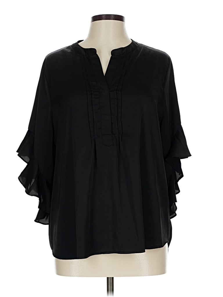Pre-owned Eesome 3/4 Sleeve Blouse In Black