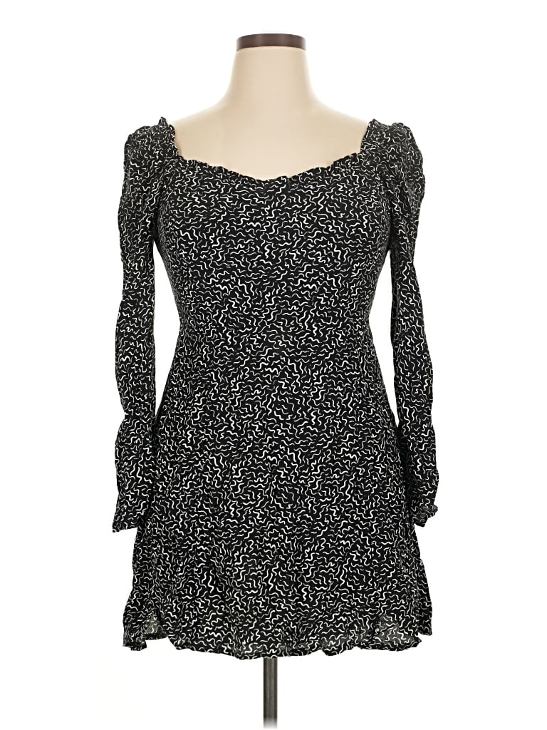 Nobody's Child Casual Dress: Black Polka Dots Pattern Dresses - Used - Size 14 Petite