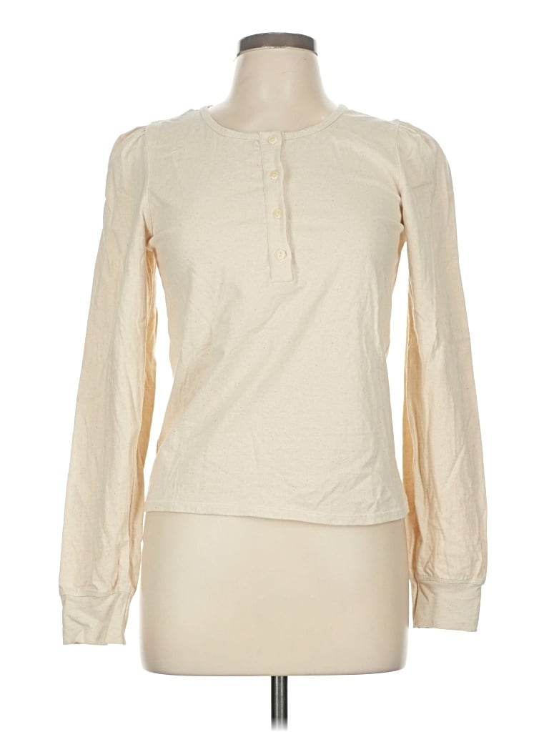 Pre-owned Christy Dawn Long Sleeve Henley Shirt In White