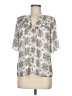 Ann Taylor LOFT 100% Polyester Floral Ivory Short Sleeve Blouse Size M - photo 1