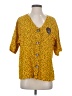 Assorted Brands 100% Rayon Yellow Short Sleeve Blouse Size XL - photo 1