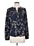 Gap 100% Polyester Floral Blue Long Sleeve Blouse Size XS - photo 1