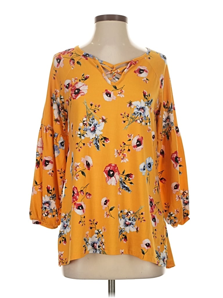 Pre-owned Falls Creek 3/4 Sleeve Blouse In Yellow