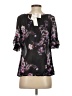 BILA Black Blue Short Sleeve Blouse Size S - photo 2