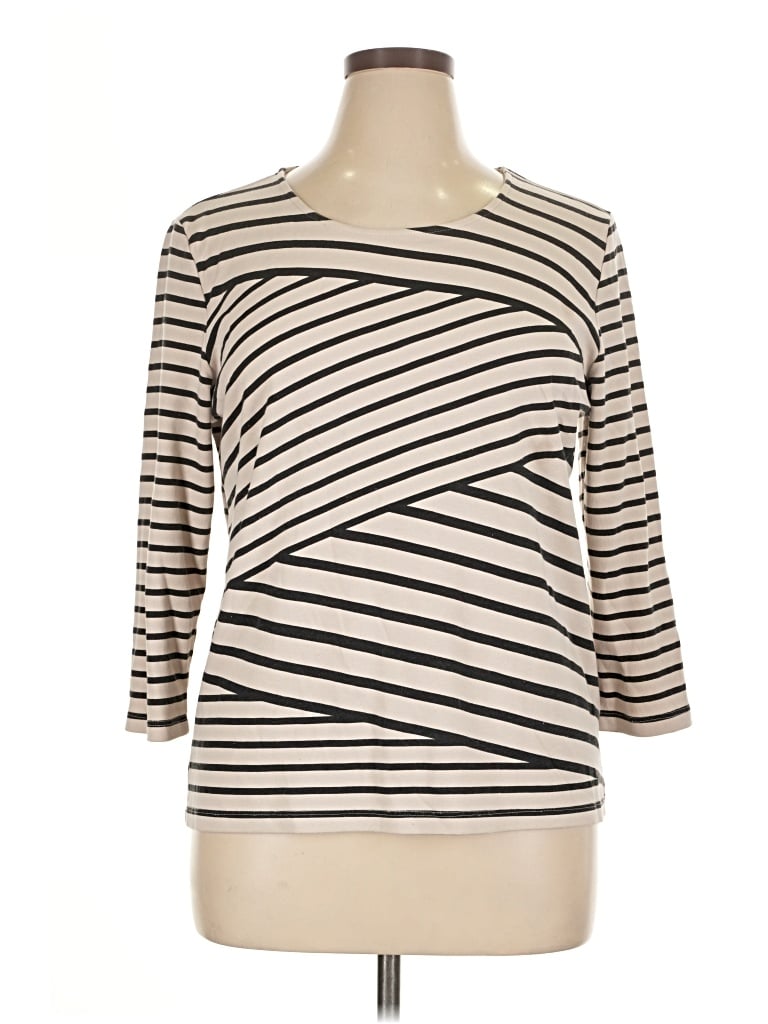 Pre-owned Karen Scott 3/4 Sleeve T-shirt In Ivory
