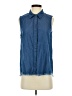 Lulus Blue Sleeveless Button-Down Shirt Size XS - photo 1