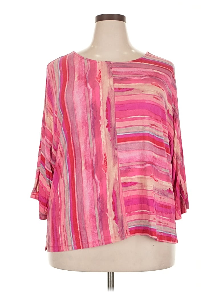 Pre-owned Norm Thompson 3/4 Sleeve Blouse In Pink