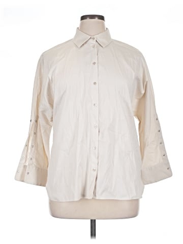 Per Se By Carlisle 3/4 Sleeve Button-Down Shirt (view 1)