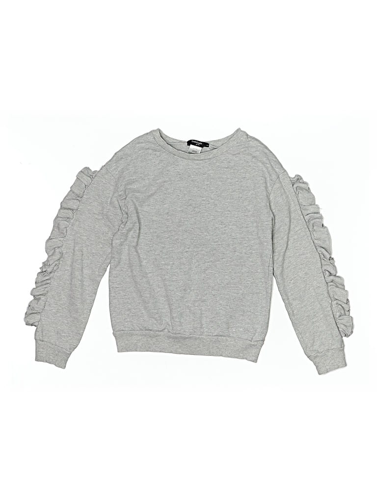 Pre-owned Bebe Kids' Long Sleeve Top Gray Crew Neck Tops