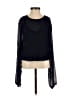 Express 100% Polyester Black Blue Long Sleeve Blouse Size S - photo 1
