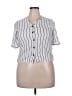 Defacto Stripes Silver Short Sleeve Blouse Size XXL - photo 1