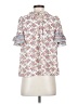 Max Studio 100% Polyester Floral Stripes Ivory Short Sleeve Blouse Size S - photo 2