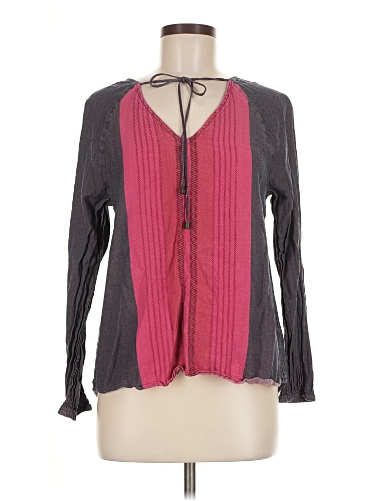 Pre-owned Dylan Long Sleeve Blouse In Gray