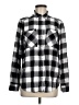 Express Checkered-gingham Black Silver Long Sleeve Button-Down Shirt Size M - photo 1