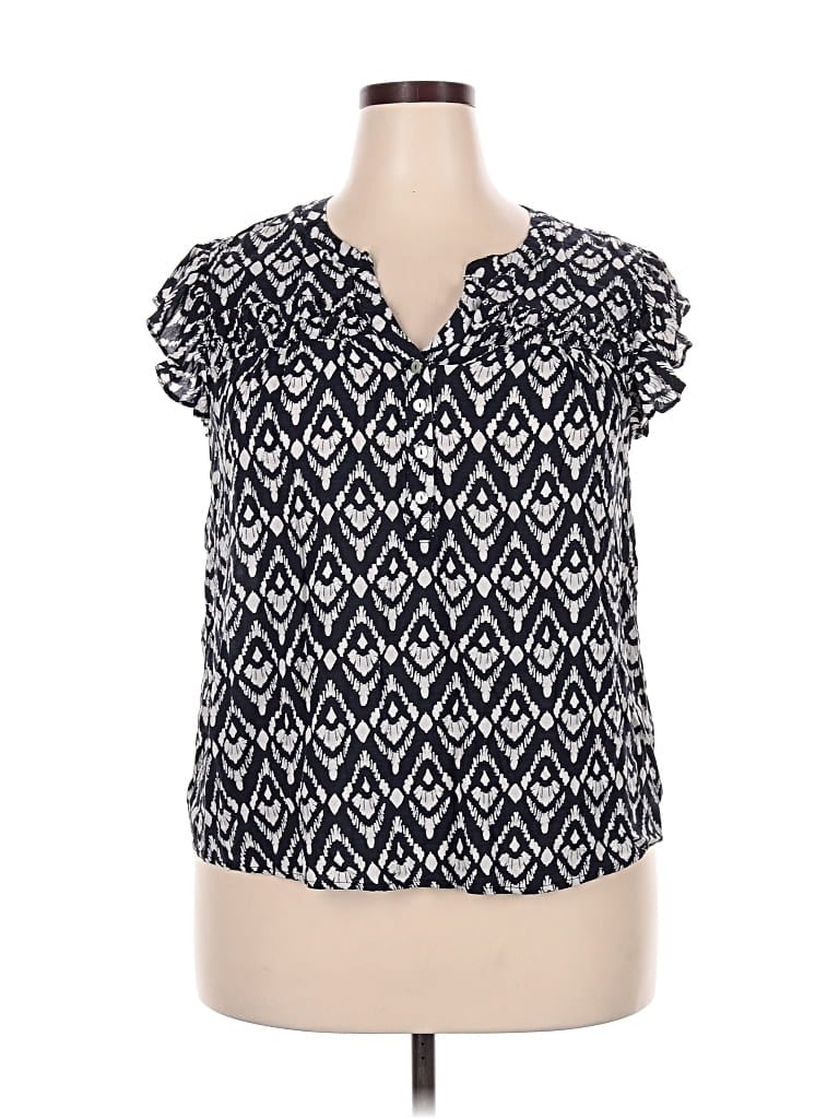 Pre-owned Mason & Belle Short Sleeve Blouse In Blue