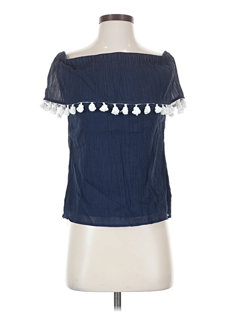 Pre-owned Sail To Sable Short Sleeve Blouse In Blue