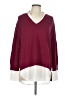 Brochu Walker Color Block Burgundy Wool Pullover Sweater Size L - photo 1