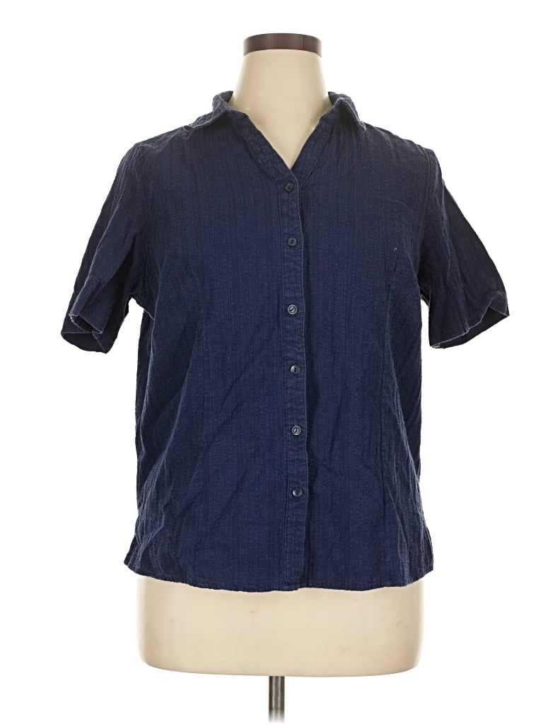 Pre-owned White Stag Short Sleeve Blouse In Blue