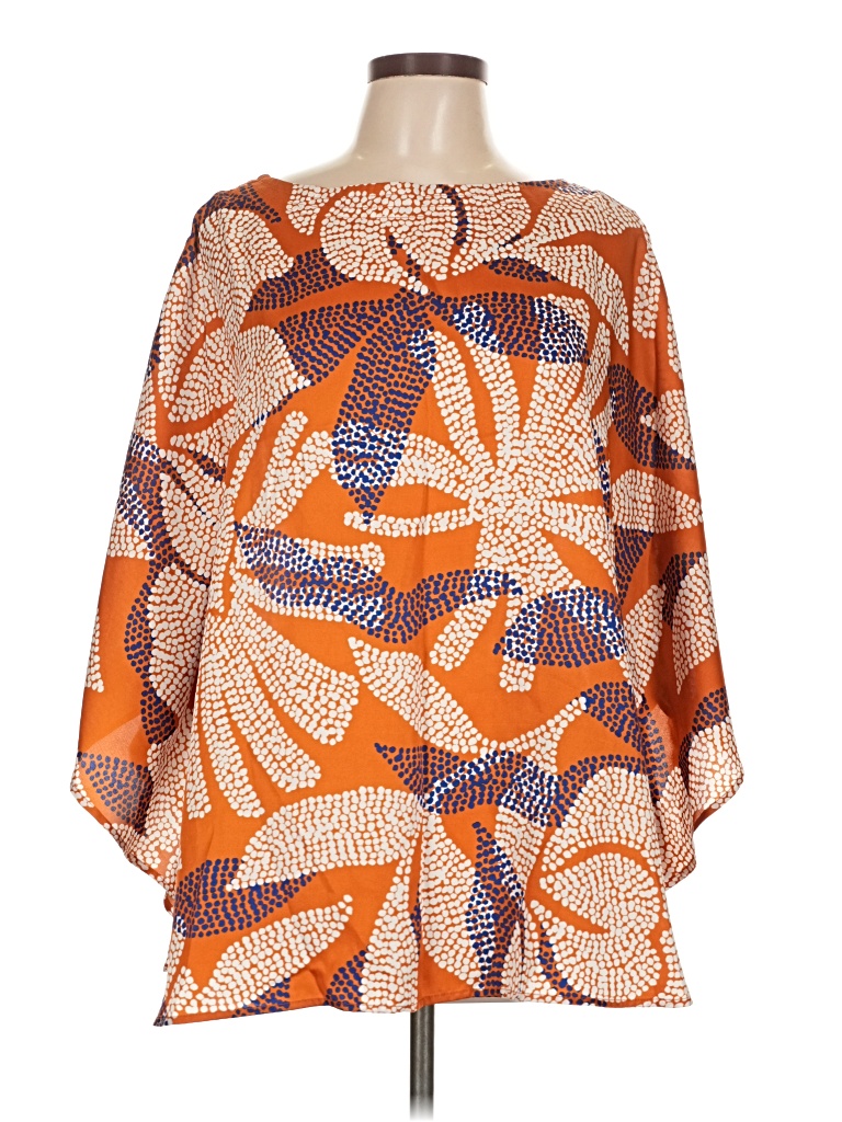Pre-owned Chico's 3/4 Sleeve Blouse In Orange