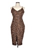 Likely 100% Polyester Animal Print Brown Cocktail Dress Size 10 - photo 1