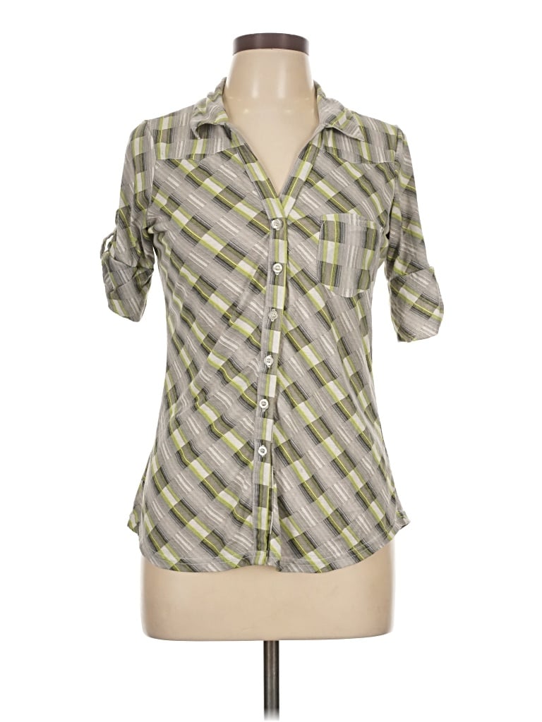 Pre-owned Bongo Short Sleeve Blouse In Gray