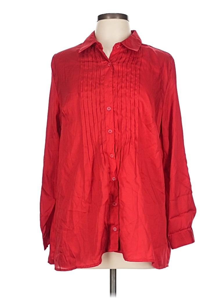 Pre-owned White Stag 3/4 Sleeve Button Down Shirt In Red