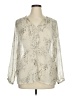 TWO by Vince Camuto 100% Polyester Metallic Silver Long Sleeve Blouse Size XL - photo 1