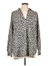 Ann Taylor 100% Polyester Animal Print Ivory Long Sleeve Blouse Size L - photo 1