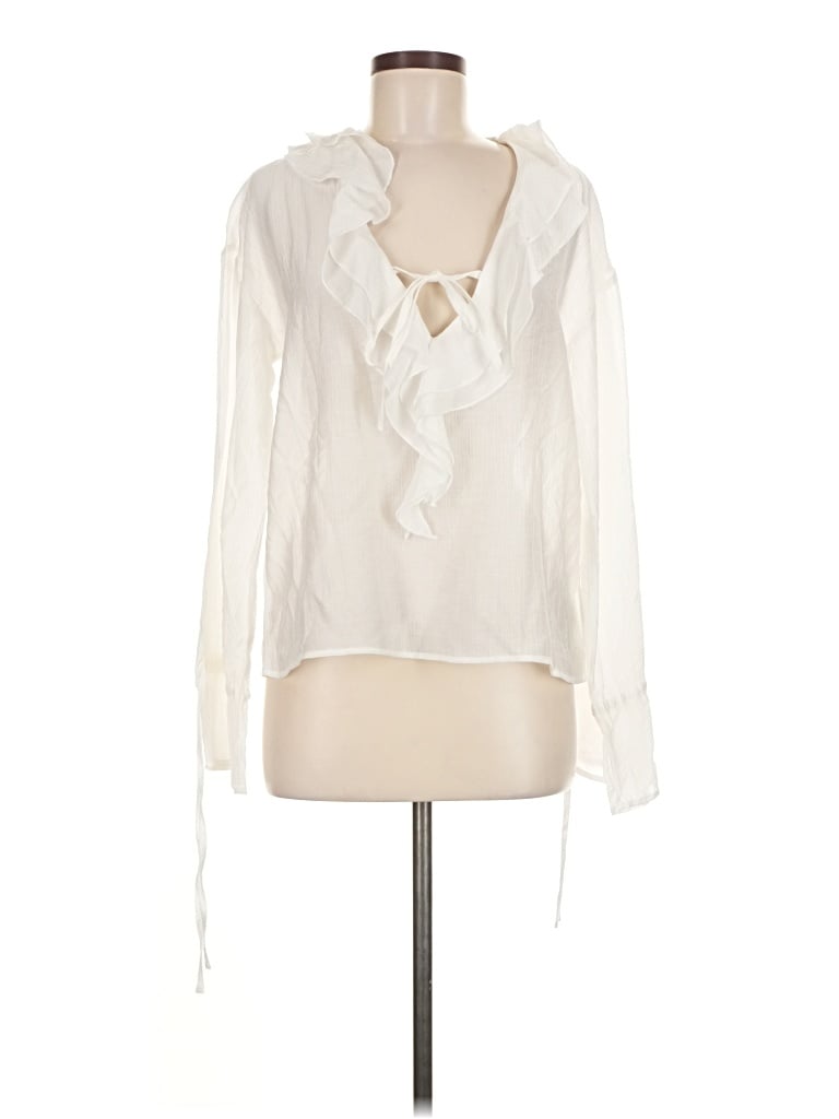Pre-owned Sndys Long Sleeve Blouse In White