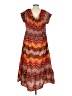 Unbranded 100% Polyester Chevron-herringbone Brown Orange Casual Dress Size S (estimated) - photo 2