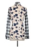 CAbi 100% Cotton Plaid Silver Long Sleeve Button-Down Shirt Size S - photo 2