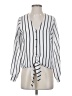 Love Sadie 100% Polyester Stripes White Long Sleeve Blouse Size S - photo 1