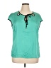 Worthington 100% Polyester Teal Short Sleeve Top Size XL - photo 1