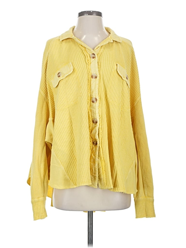 Fp One Long Sleeve Button Down Shirt In Yellow