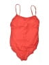 Catalina 100% Polyester Chevron-herringbone Red One Piece Swimsuit Size M - photo 1