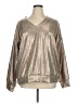 GeeGee Metallic Silver Long Sleeve Blouse Size 1X - photo 1