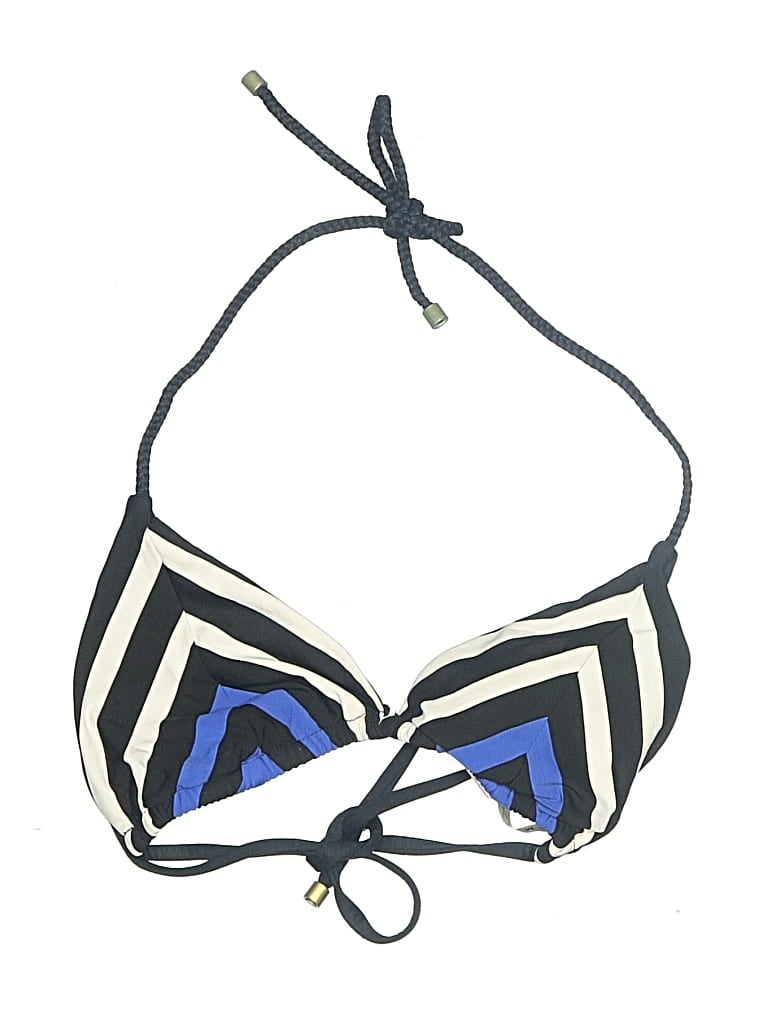 Pre-owned Vitamin A Swimsuit Top Blue Chevron/herringbone Pattern Swimwear