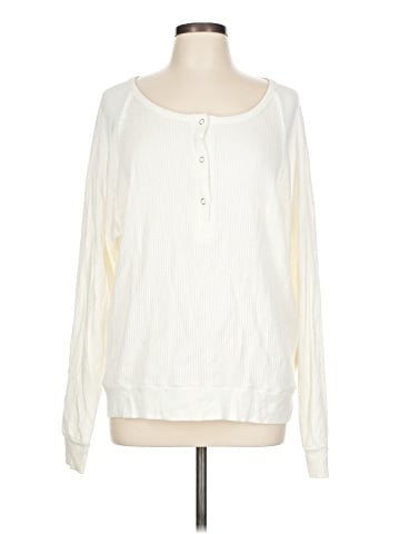 Red Haute Long Sleeve Henley (view 1)