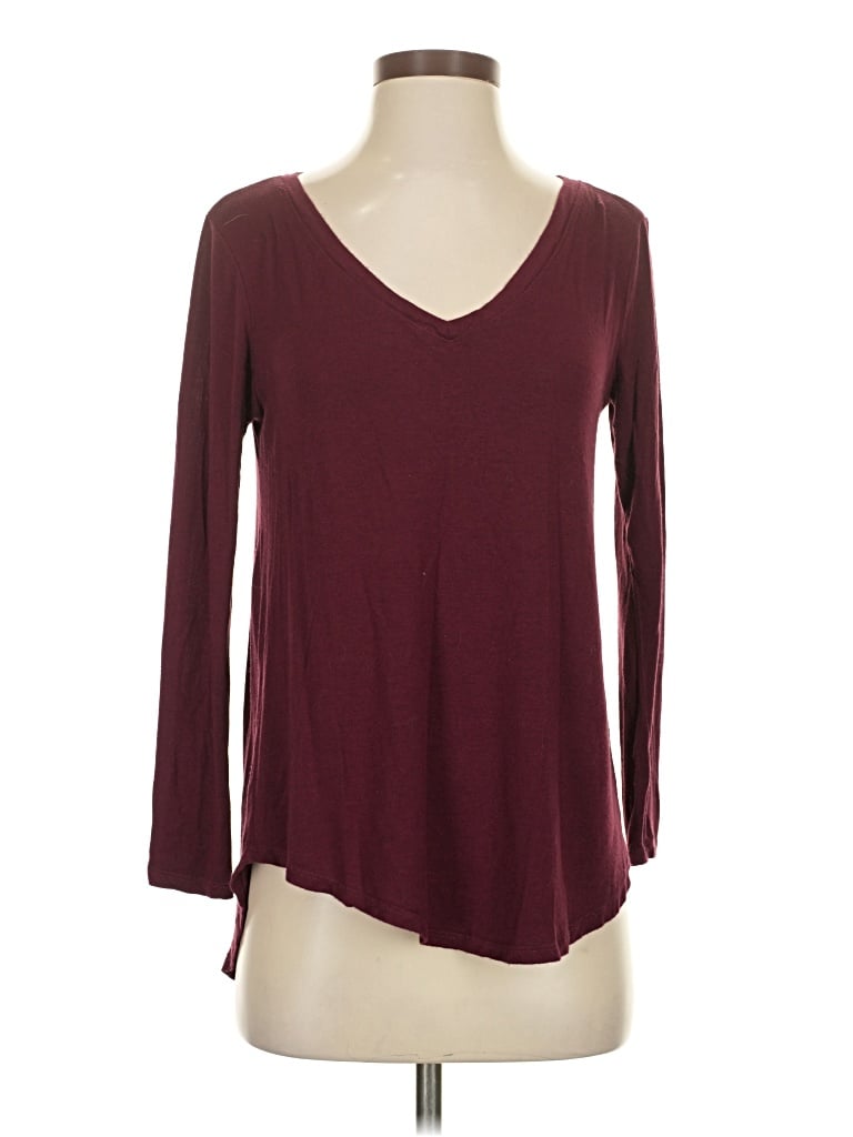 Pre-owned W. By Wantable 3/4 Sleeve T-shirt In Burgundy