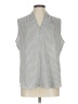 Adrianna Papell Houndstooth Silver Sleeveless Blouse Size L - photo 1