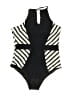 Cupshe Stripes Black One Piece Swimsuit Size L - photo 1