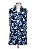 MICHAEL Michael Kors Blue Sleeveless Button-Down Shirt Size M - photo 1