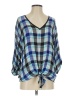 Aum-Couture Plaid Blue 3/4 Sleeve Blouse Size XS - photo 1