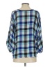 Aum-Couture Plaid Blue 3/4 Sleeve Blouse Size XS - photo 2