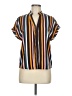 Unbranded 100% Polyester Stripes Orange Short Sleeve Blouse Size M - photo 1