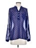 Sweet Rain 100% Polyester Polka Dots Blue Long Sleeve Blouse Size S - photo 1