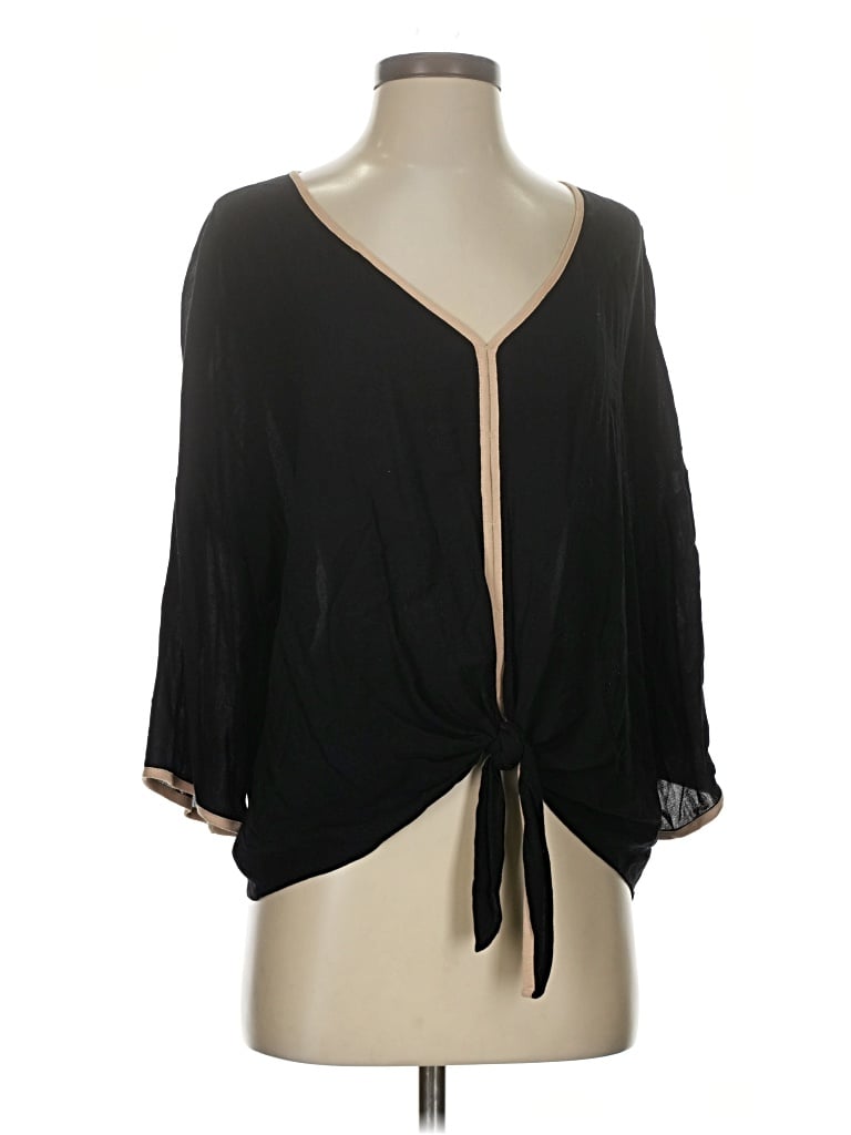 Pre-owned Ella Moss 3/4 Sleeve Blouse In Black