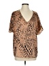 Entro 100% Polyester Animal Print Brown Short Sleeve Blouse Size S - photo 1