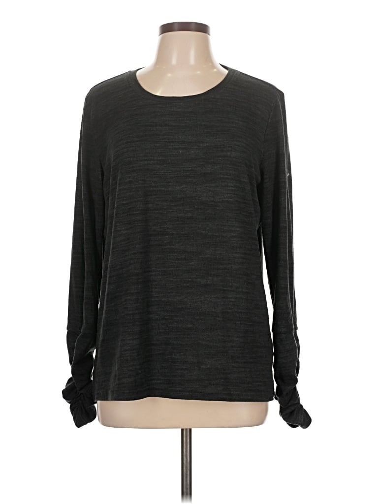 Pre-owned Muk Luks Long Sleeve Top Gray Crew Neck Tops
