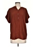 Point Sur 100% Viscose Brown Short Sleeve Blouse Size S (tall) - photo 1